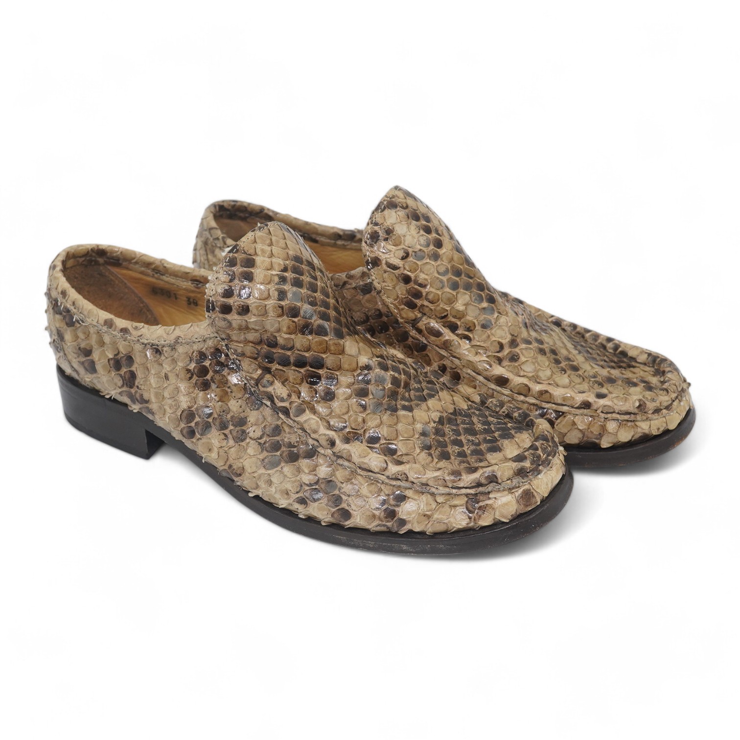 A pair of lady's Patrick Cox python loafers, EU 38